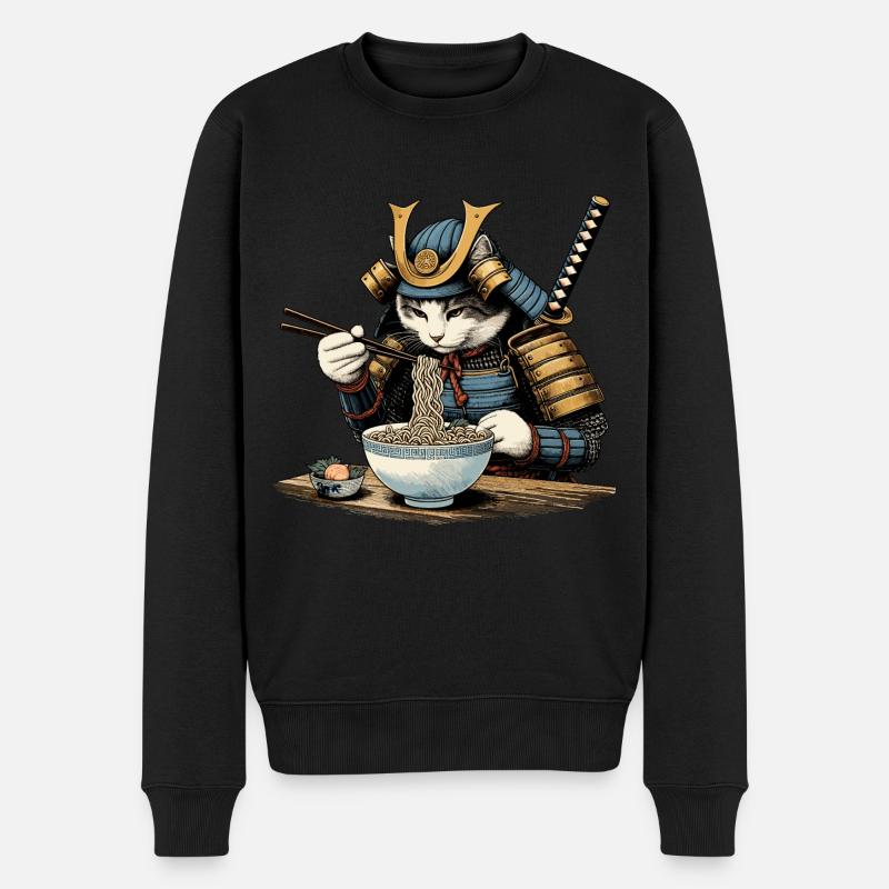 Samurai Cat Ramen Ukiyo-e - Pull Premium bio Homme - noir