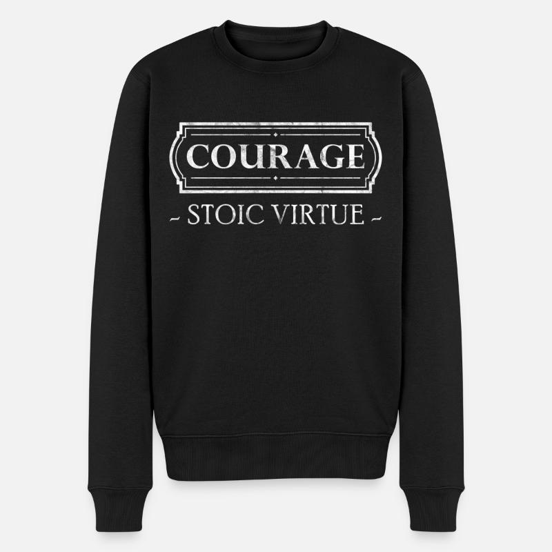 Stoische Tugend Mut Courage Stoizismus - Männer Premium Bio Pullover - Schwarz