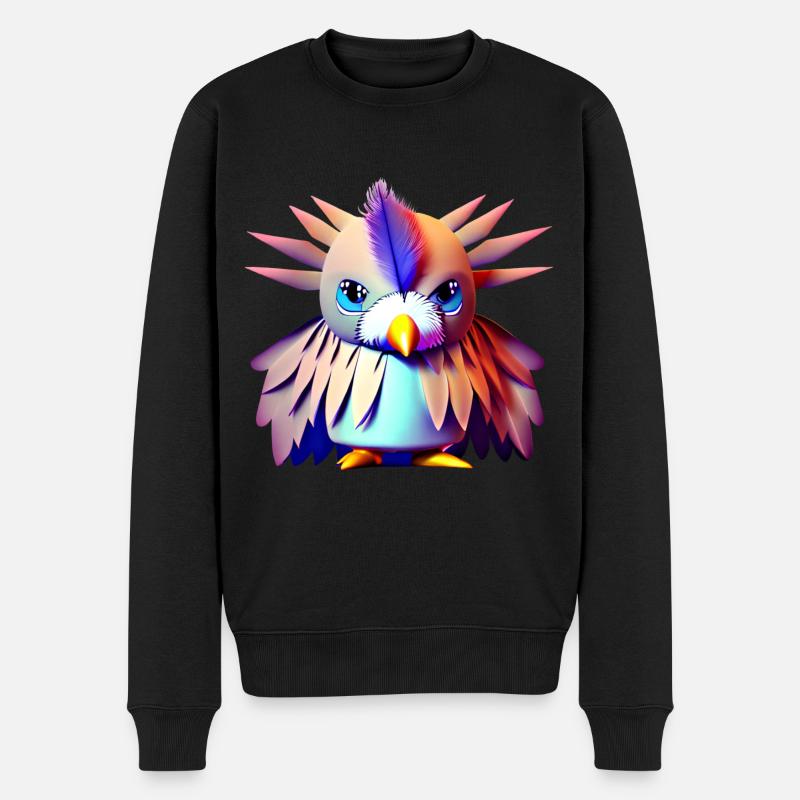 Polygon Vogel - Männer Premium Bio Pullover - Schwarz