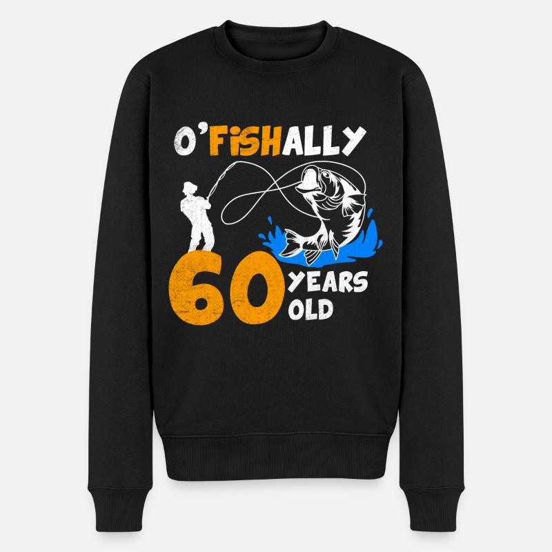 60 Jahre alt, Fischer Angler Geburtsspruch - Männer Premium Bio Pullover - Schwarz