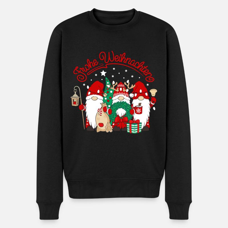 Wichtel Frohe Weihnachten Gnomies - Männer Premium Bio Pullover - Schwarz