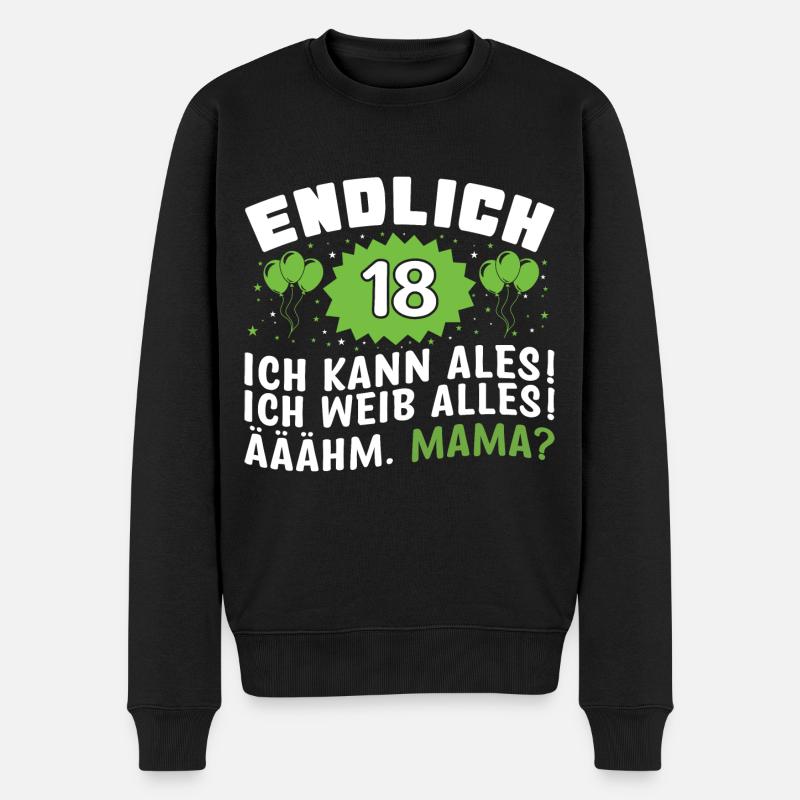 Endlich 18 - 18. Geburtstag - Männer Premium Bio Pullover - Schwarz