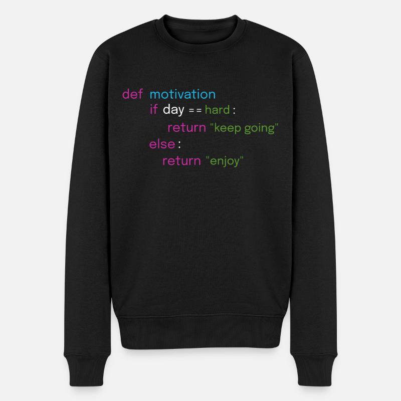 Motivierendes Coding Design - Männer Premium Bio Pullover - Schwarz