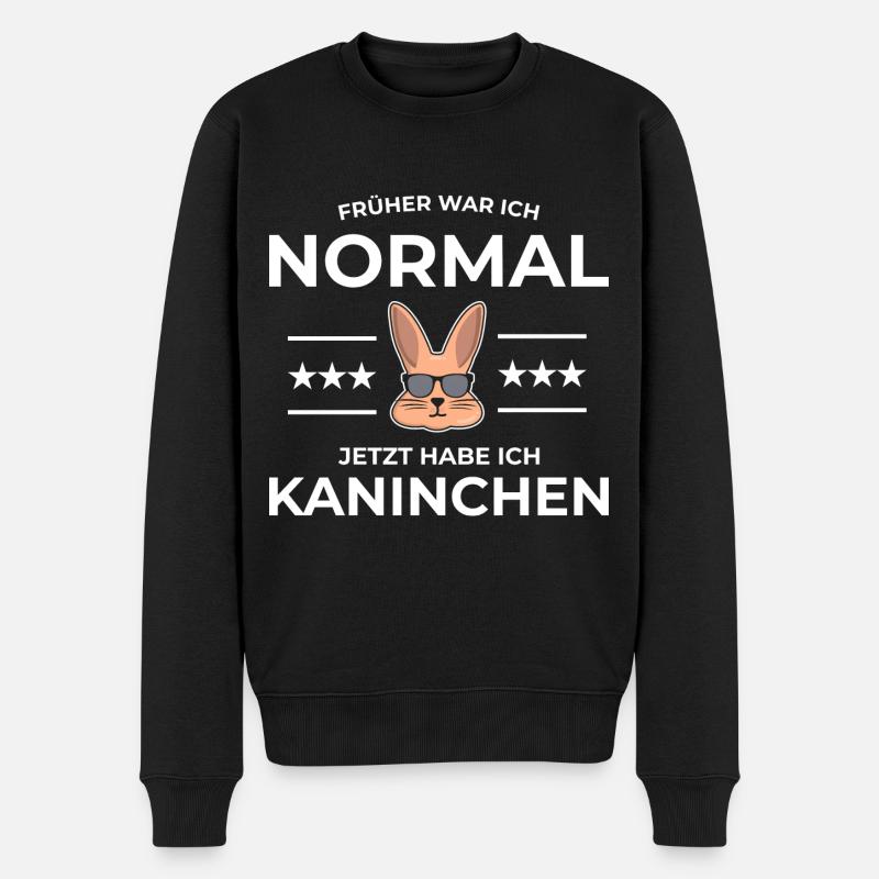Früher war ich normal jetzt habe ich Kaninchen - Männer Premium Bio Pullover - Schwarz