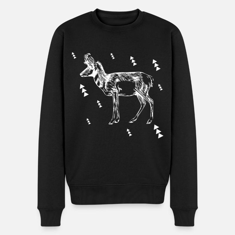 Hirsch - Wald Natur Tierschutz - Männer Premium Bio Pullover - Schwarz