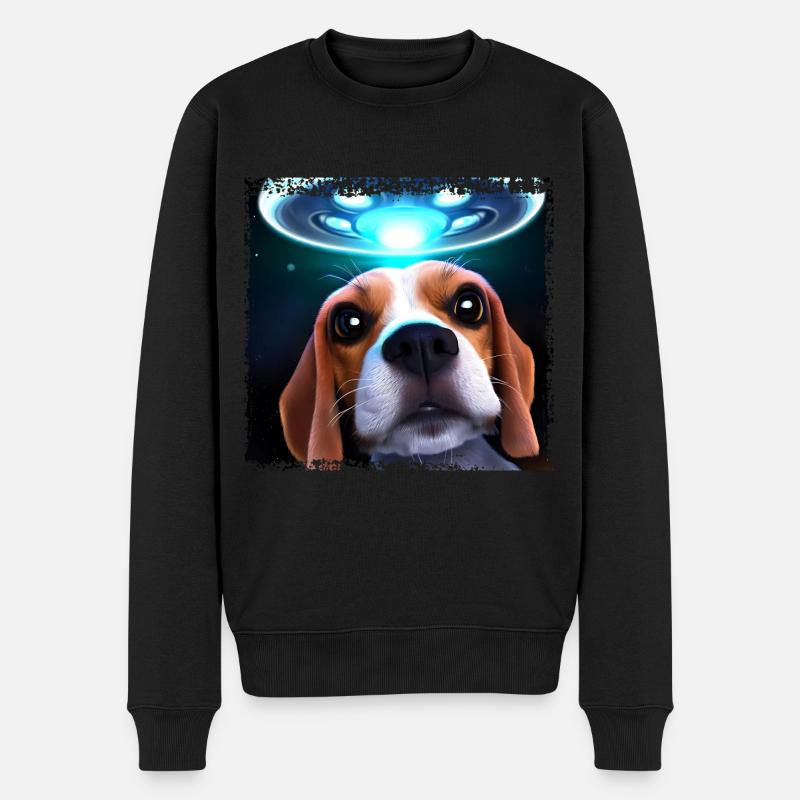 UFO-Selfie mit Beagle - Männer Premium Bio Pullover - Schwarz