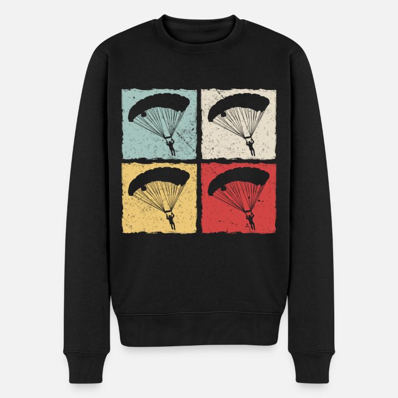 Parachutiste Parapente Rétro - Pull Premium bio Homme - noir