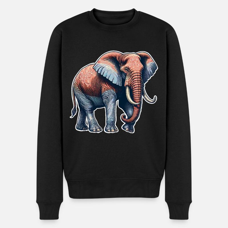 Elefant - Männer Premium Bio Pullover - Schwarz