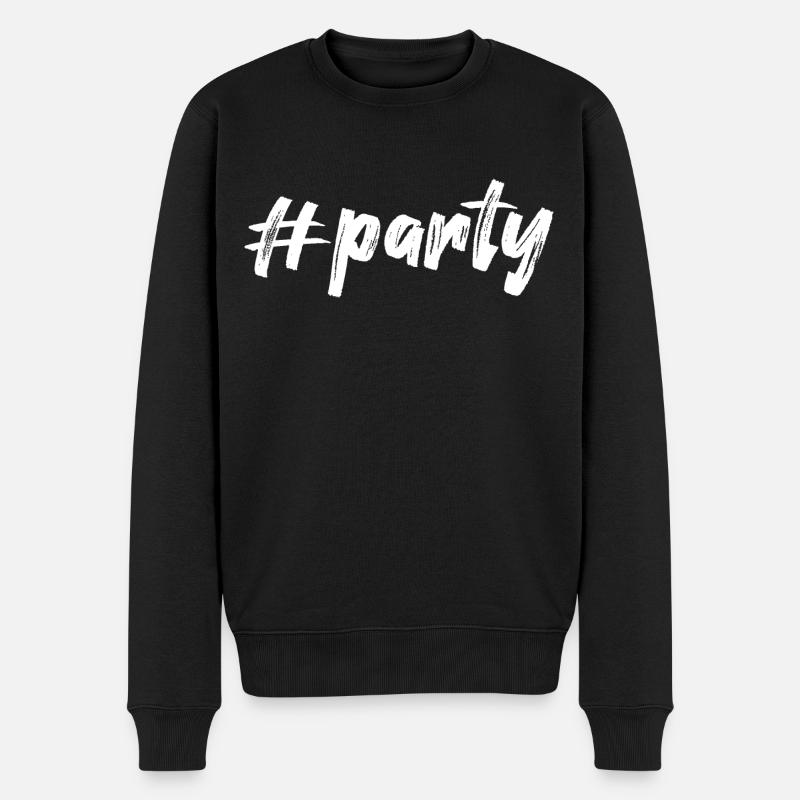 #party, weiß - Männer Premium Bio Pullover - Schwarz