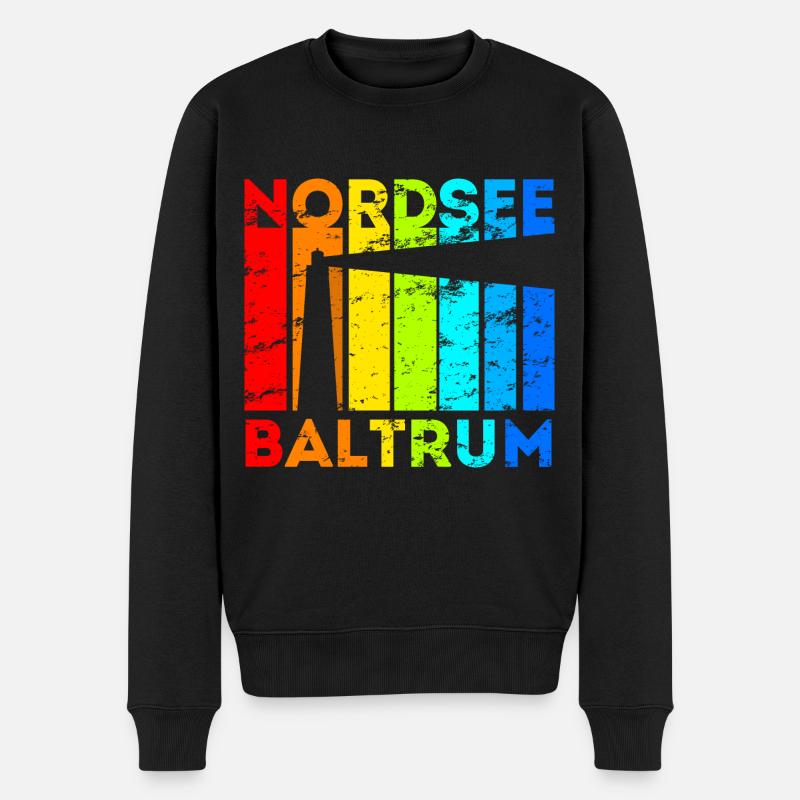 Baltrum Nordsee Leuchtturm Urlaub - Männer Premium Bio Pullover - Schwarz