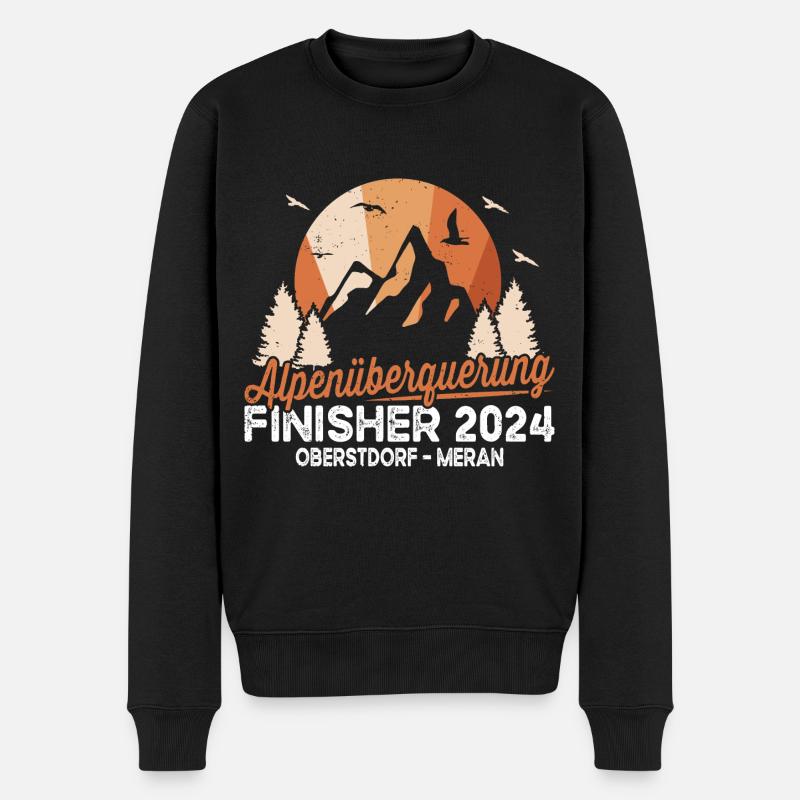 Alpenüberquerung 2024 Oberstdorf Meran - Männer Premium Bio Pullover - Schwarz