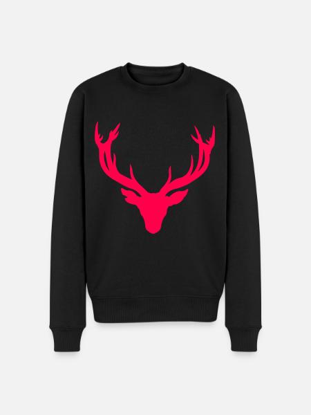 Hirschkopf – Für Jäger & Naturfreunde - Männer Premium Bio Pullover - Schwarz