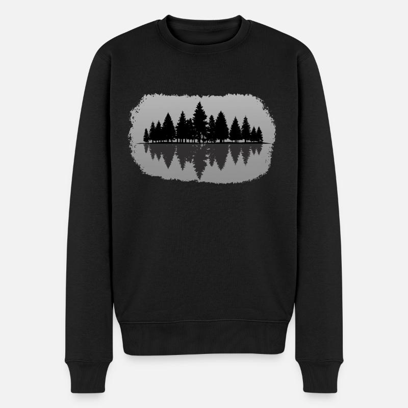 Wald - Forest Landschaft Natur Bäume - Männer Premium Bio Pullover - Schwarz