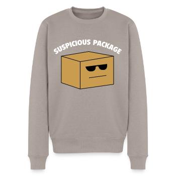Suspicious Package - Men's Premium Organic Jumper - taupe - Front - Nico (187cm)