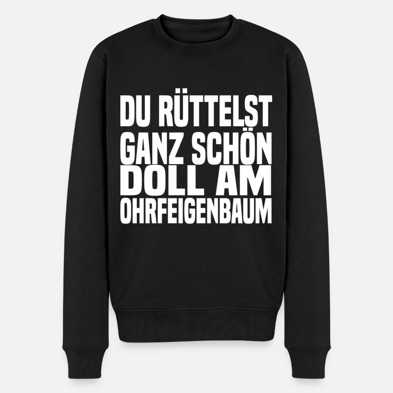 Ohrfeigenbaum Lustiger Spruch - Männer Premium Bio Pullover - Schwarz