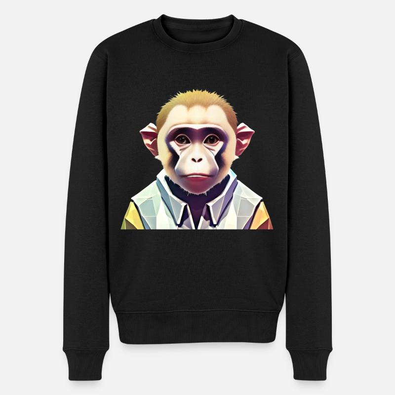 Polygon Affe - Männer Premium Bio Pullover - Schwarz