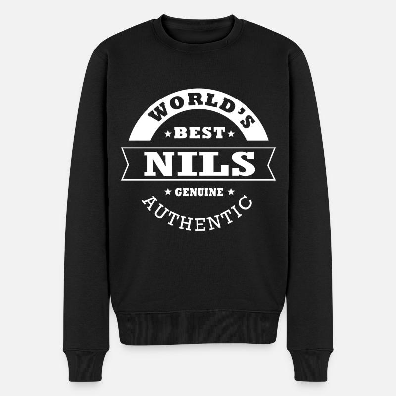Nils weltbester personalisierter Geschenkname nils - Männer Premium Bio Pullover - Schwarz