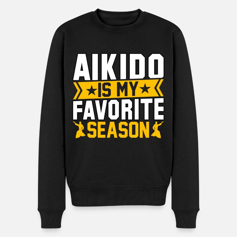 Aikido ist meine Lieblingsjahreszeit - Männer Premium Bio Pullover - Schwarz