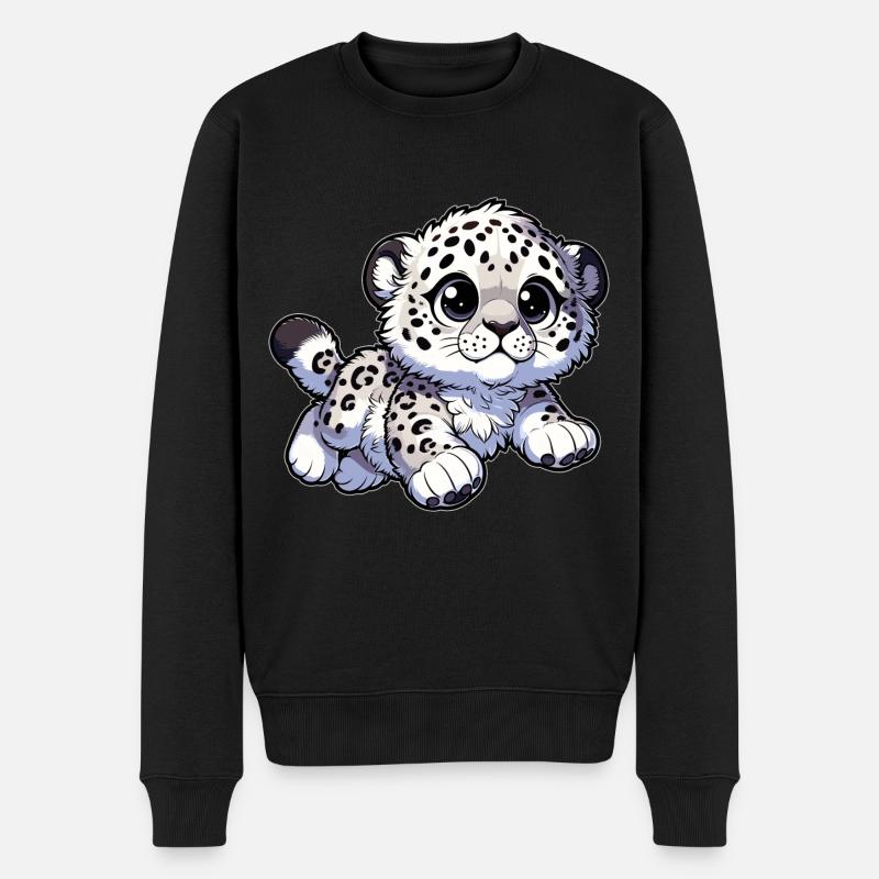 Schneeleopard Leopard Weißer Leopard - Männer Premium Bio Pullover - Schwarz