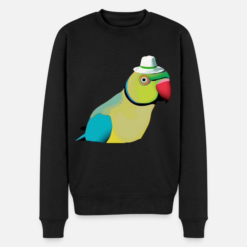 Indischer Ringelhals Papagei - Männer Premium Bio Pullover - Schwarz