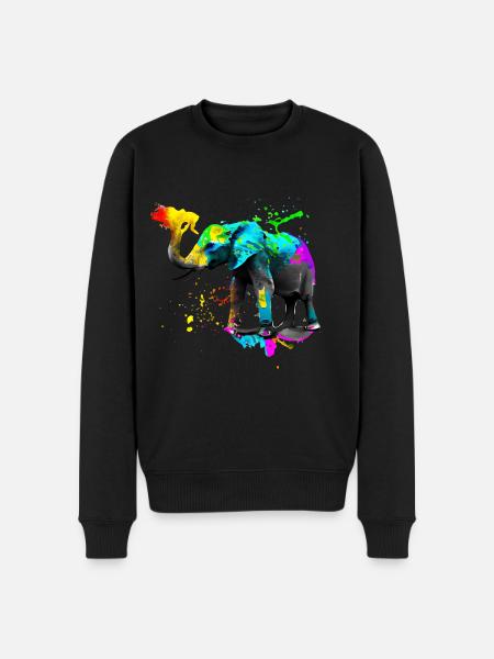 Safari Art Elephant - Men's Premium Organic Jumper - black