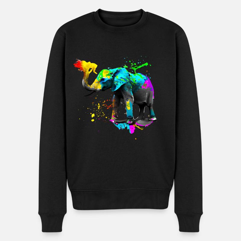 Safari Art Éléphant - Pull Premium bio Homme - noir