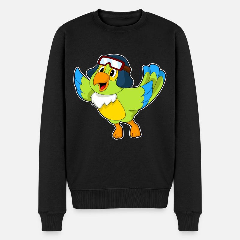 Papagei Pilot Pilotenmütze - Männer Premium Bio Pullover - Schwarz