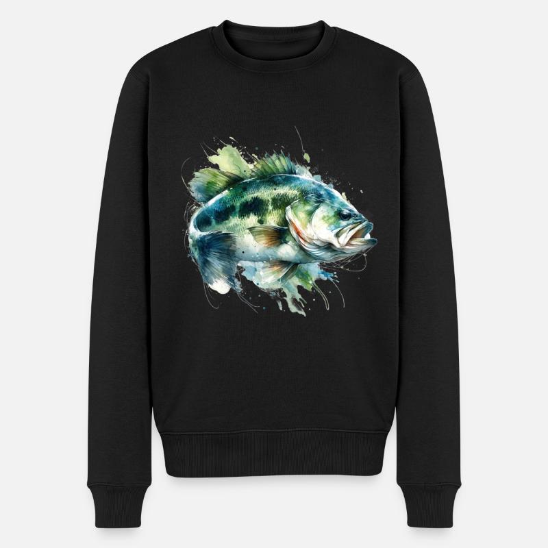 Barsch-Fisch - Männer Premium Bio Pullover - Schwarz