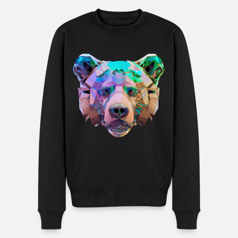 Farbenfroher Polygon Bär - Männer Premium Bio Pullover - Schwarz