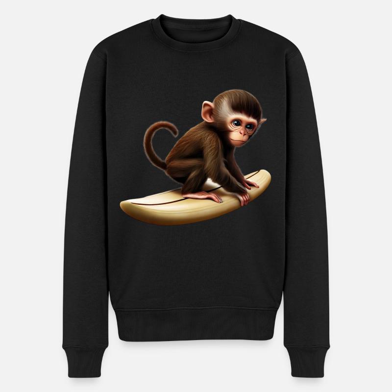 Surfer Affe - Männer Premium Bio Pullover - Schwarz