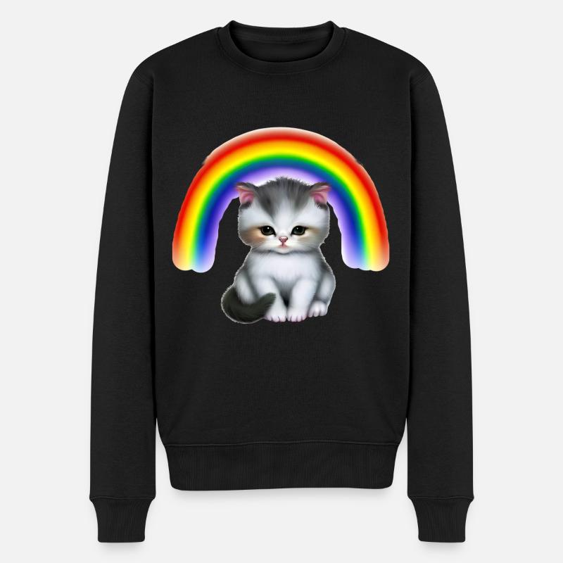 Bébé chat sous arc-en-ciel - Pull Premium bio Homme - noir