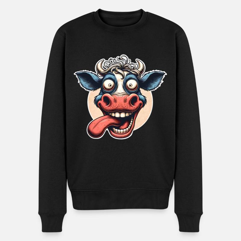 Kuh Crazy - Männer Premium Bio Pullover - Schwarz