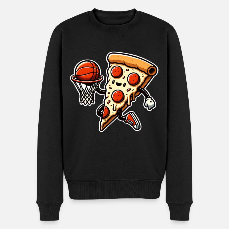 Pizza Basketball - Männer Premium Bio Pullover - Schwarz