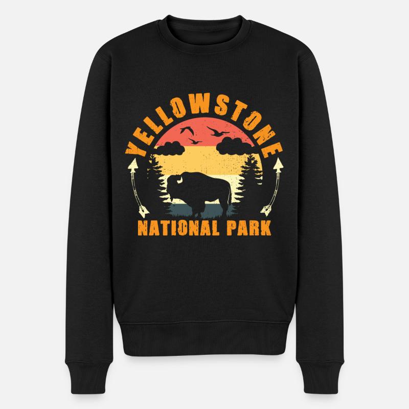 Yellowstone Nationalpark Bison - Männer Premium Bio Pullover - Schwarz