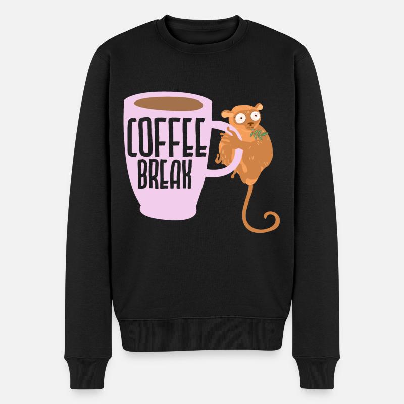 Kaffeepause Tarsierflüsterer Koffeintrinker - Männer Premium Bio Pullover - Schwarz