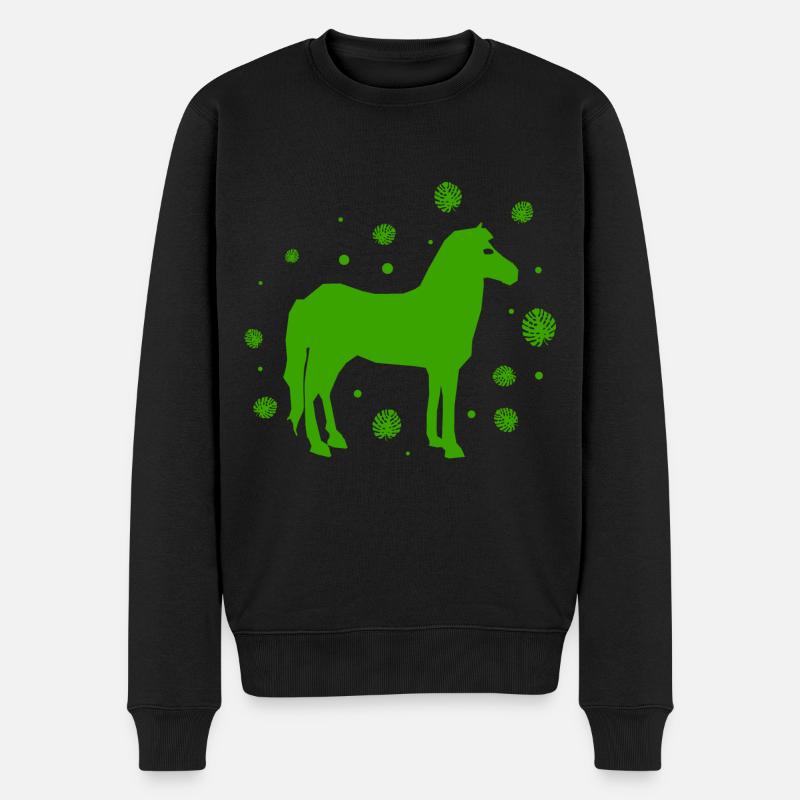 Pferd - Reiten - Reitsport - Hengst -Ross - Männer Premium Bio Pullover - Schwarz