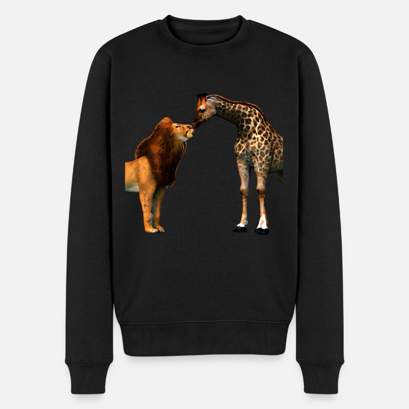 Löwe küsst Giraffe - Männer Premium Bio Pullover - Schwarz
