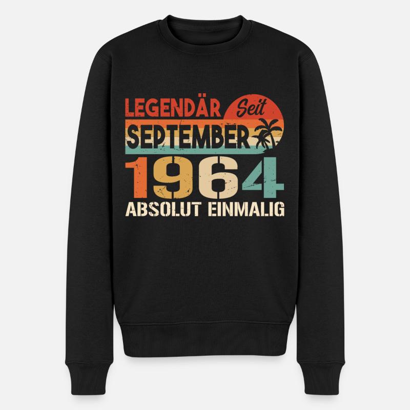 1964 September Vintage Geburtstagsgeschenk 1964 - Männer Premium Bio Pullover - Schwarz