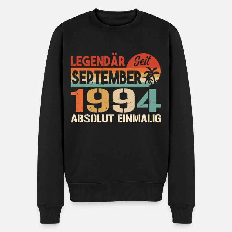 1994 September Vintage Geburtstagsgeschenk 1994 - Männer Premium Bio Pullover - Schwarz