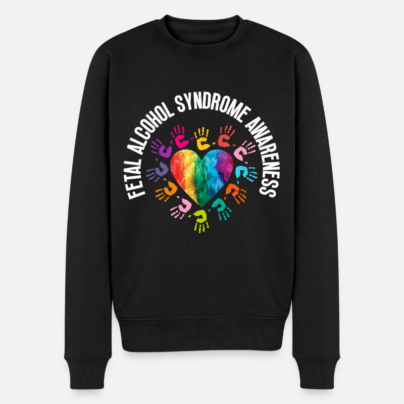 Hübsche Handkunst Für Fötales Alkoholbewusstsein - - Männer Premium Bio Pullover - Schwarz