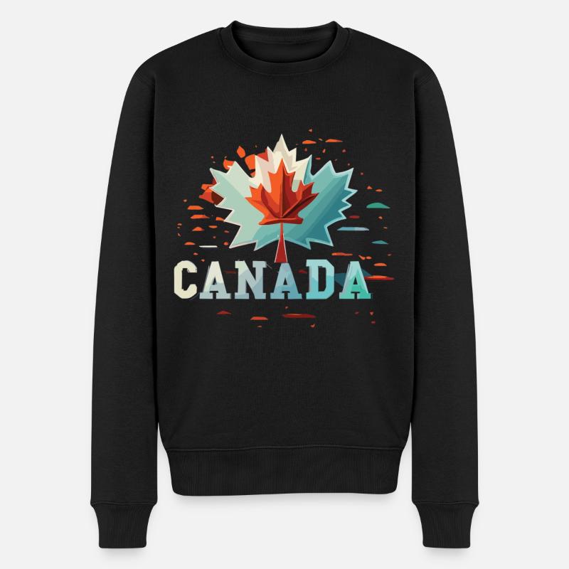 Canada in Red and White - Männer Premium Bio Pullover - Schwarz