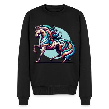 Bunte Pferdekunst - Männer Premium Bio Pullover - Schwarz - Vorne - Nico (187cm)