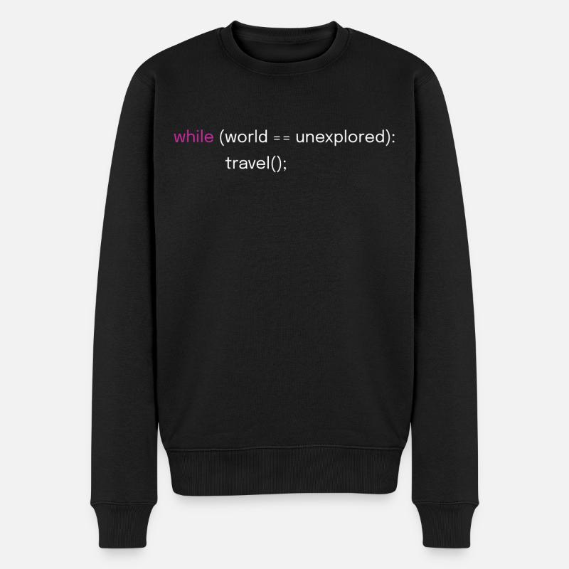 Lustiges Reise- und Coding-Design - Männer Premium Bio Pullover - Schwarz