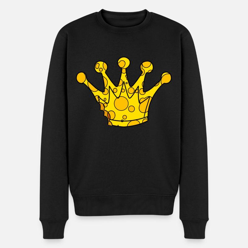 Krone Symbol Käse - Männer Premium Bio Pullover - Schwarz