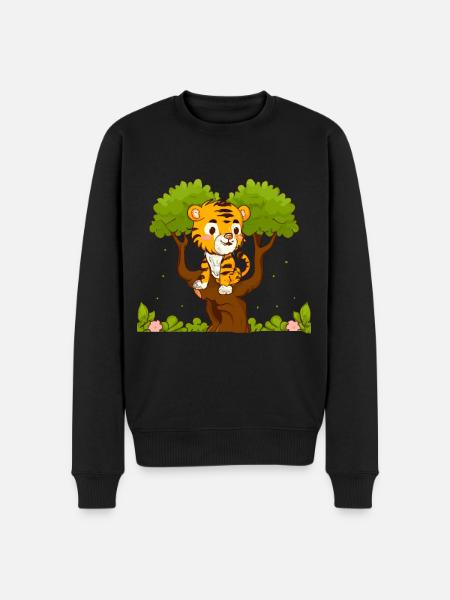 Tiger on a tree - Men's Premium Organic Jumper - black