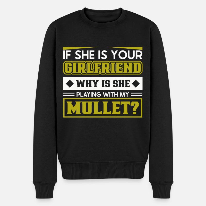 Mullet Coiffure Vokuhila Coiffure - Pull Premium bio Homme - noir
