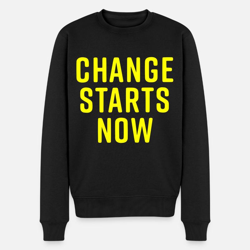 change starts now - Männer Premium Bio Pullover - Schwarz