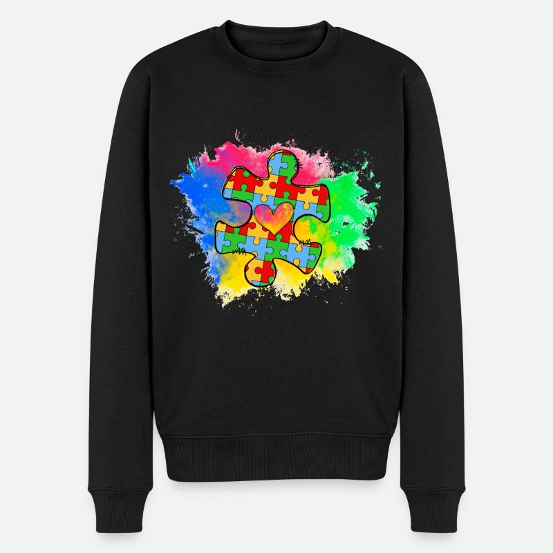 Autismus-Puzzle - Männer Premium Bio Pullover - Schwarz