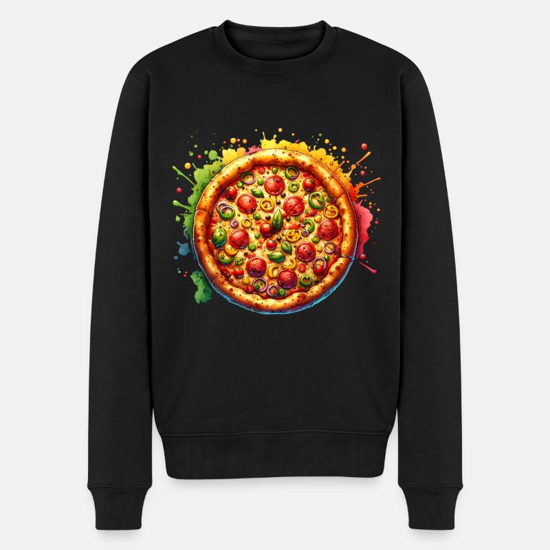 Pizza - Männer Premium Bio Pullover - Schwarz