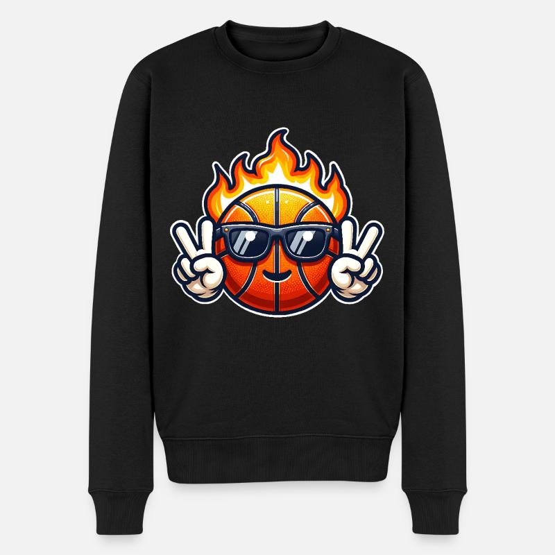 Basket-ball flammes balle feu - Pull Premium bio Homme - noir